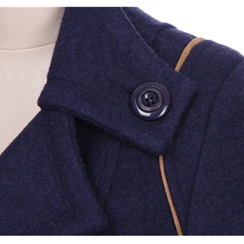 Elegant Belted Wool-Blend Coat - Double-Breasted Longline Style