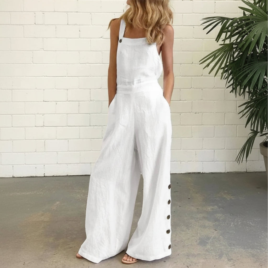 Sleeveless Wide-Leg Jumpsuit - Office & Occasion Wear