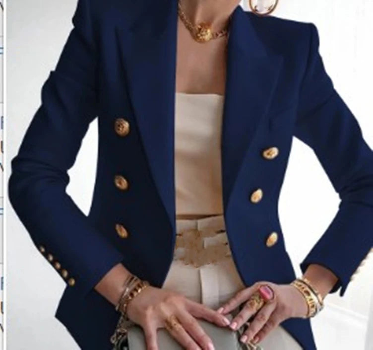 Elegant Tailored Jacket - Turn-Down Collar Office Outerwear