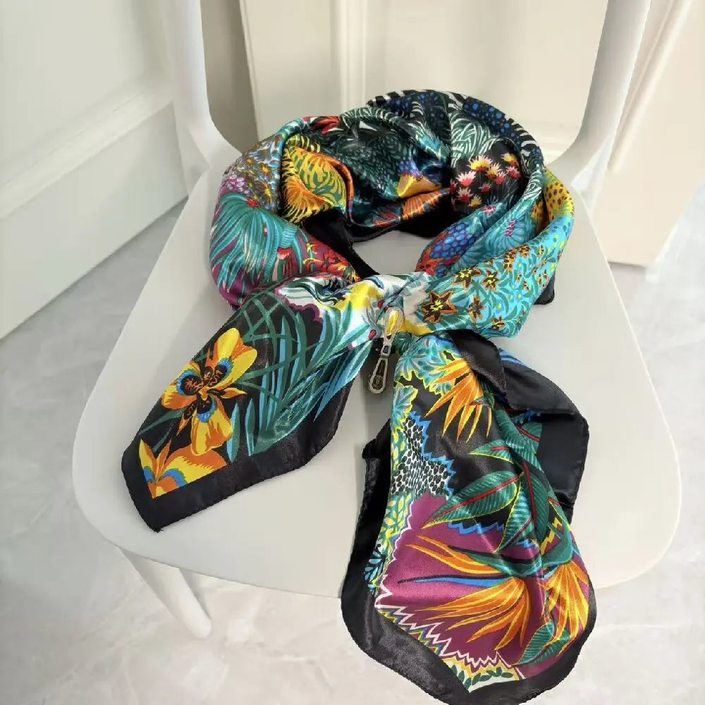 Premium Silk-Feel Square Scarf - Elegant Office Neck Wrap