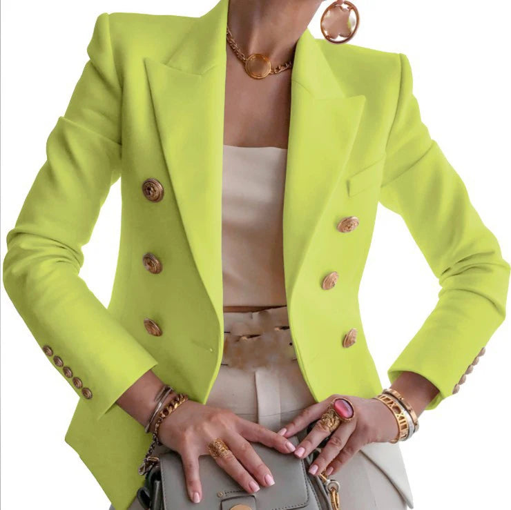 Elegant Tailored Jacket - Turn-Down Collar Office Outerwear