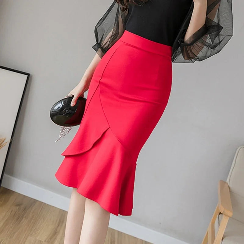 Premium Black Bodycon Long Skirt - High Waist Elegant Style