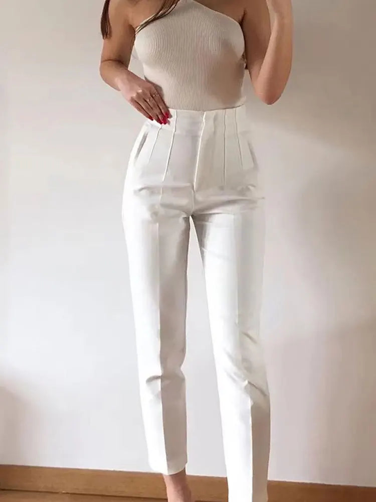 Slim High-Waist Pencil Pants - Chic Office Trousers