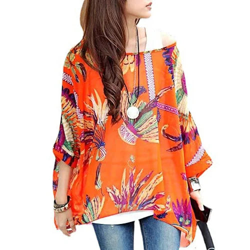 Plus Size Batwing Blouse - Casual Summer Button Shirt