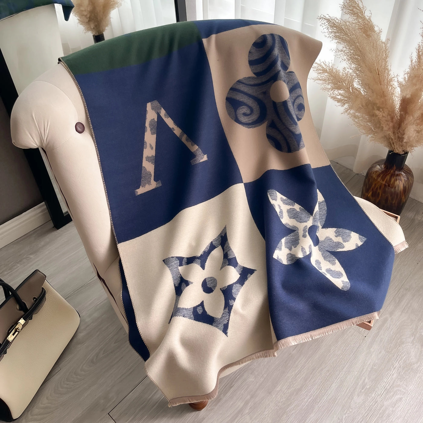 Luxury Jacquard Pashmina Shawl - Thick Warm Scarf Wrap