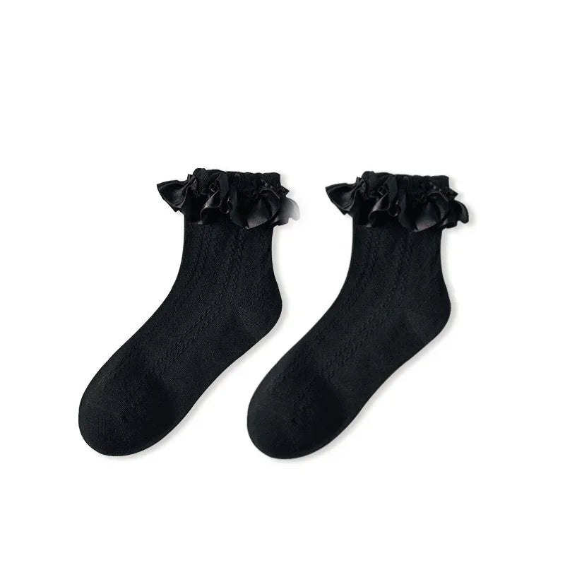 Lolita Lace Ruffle Socks - Sweet Japanese Style Pair