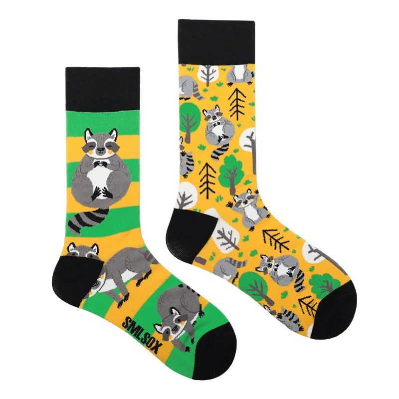 Colorful Print Cotton Socks - Unisex Mid-Tube Casual Pair