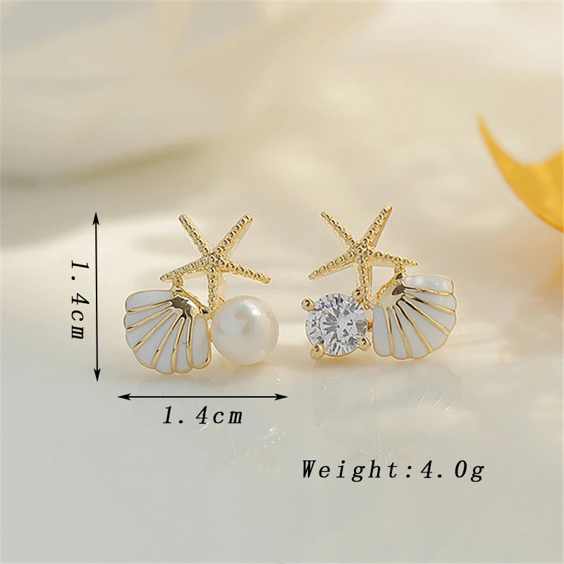 Rhinestone Starfish Stud Earrings - Elegant Jewelry