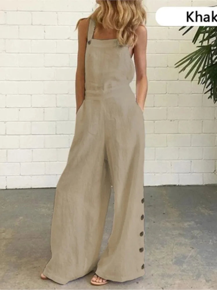 Sleeveless Wide-Leg Jumpsuit - Office & Occasion Wear