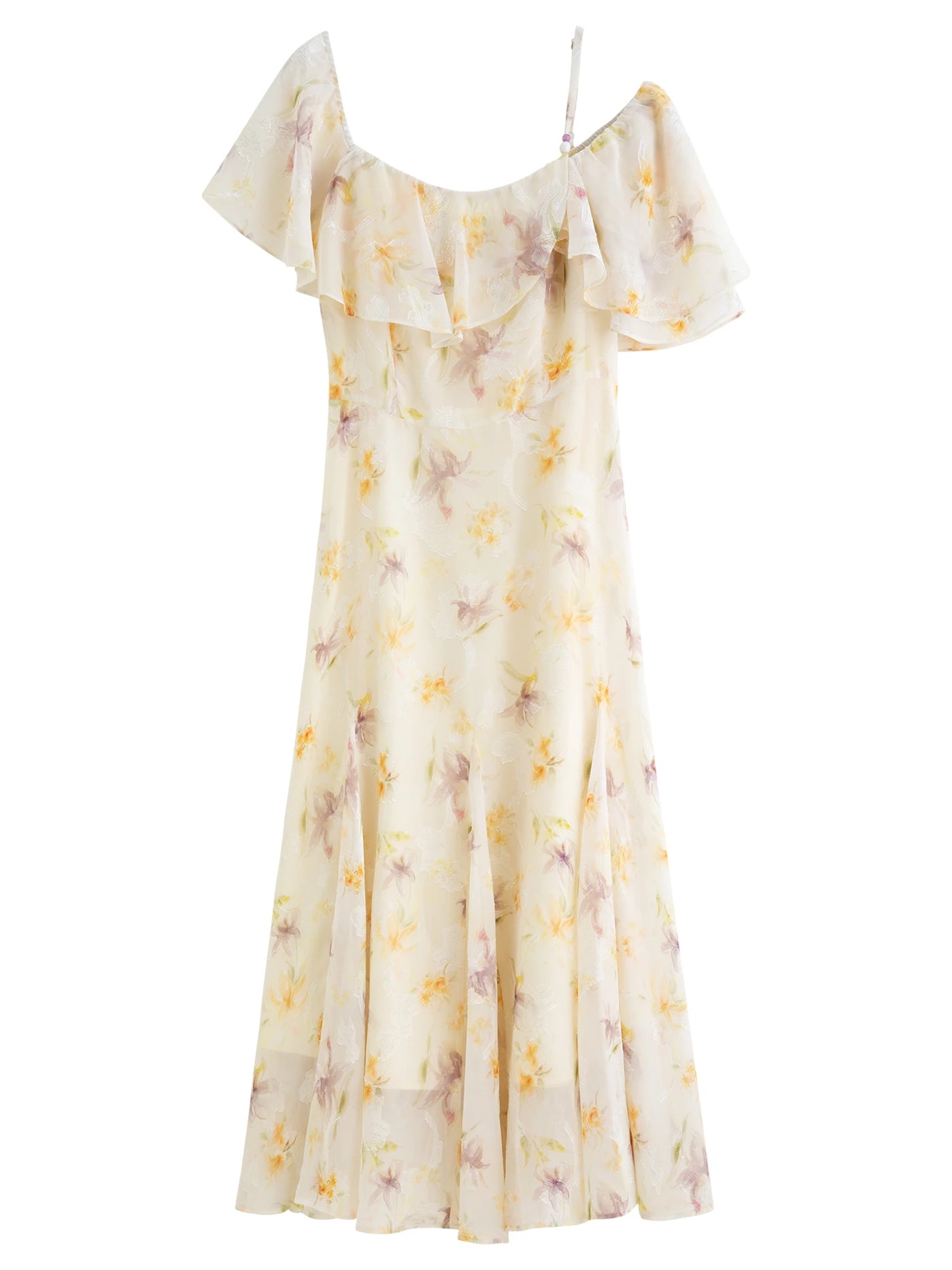 DUSHU Summer 2025 Printed Dress - Fluid Ruffle Hem Botanical Midi Maxi Resort to Office