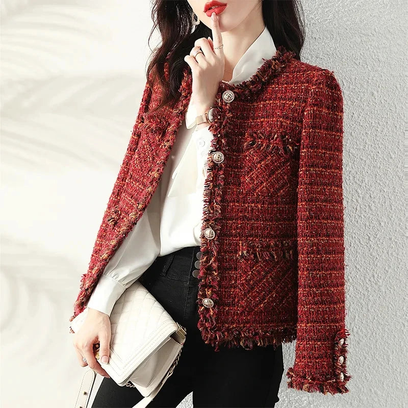 French-Inspired Tweed Jacket - Structured Autumn Coat