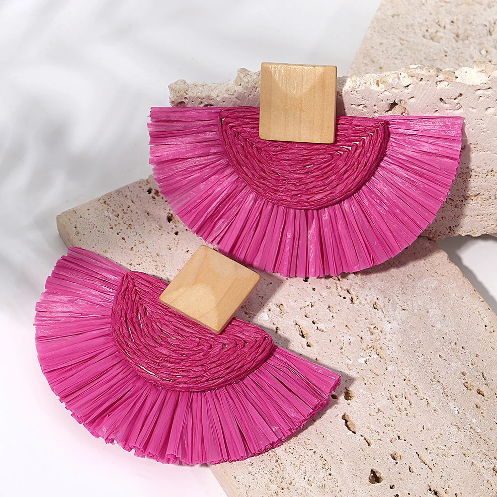 Raffia Drop Earrings - Statement Jewelry