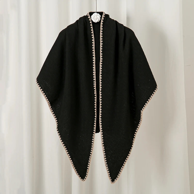 Luxury Floral Cashmere-Feel Winter Scarf - Fringed Shawl Wrap
