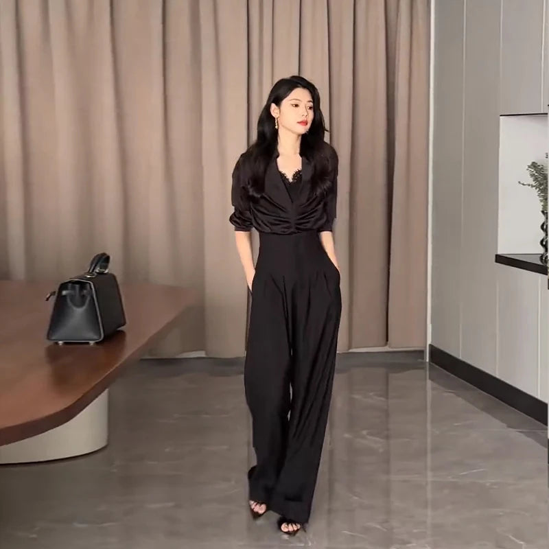 Elegant High-Waist Wide-Leg Pants - Office Ready Trousers