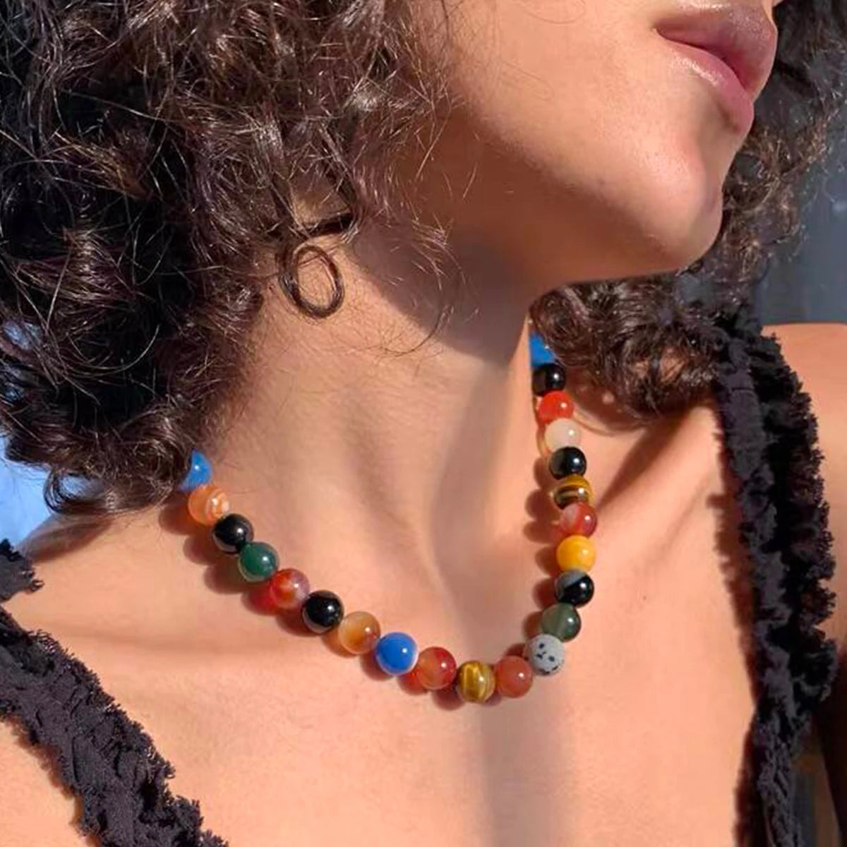 Natural Carnelian Bead Necklace - Handmade Bohemian Stone Choker