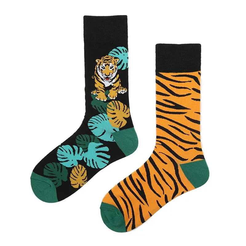 Colorful Print Cotton Socks - Unisex Mid-Tube Casual Pair