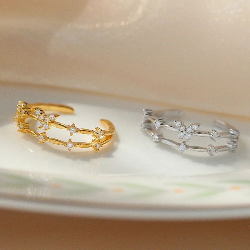 Premium Butterfly Ring - Silver-Tone Zircon Jewelry