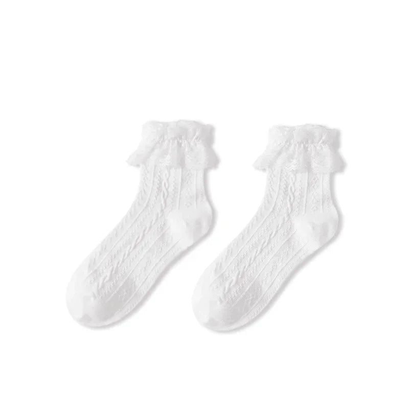 Lolita Lace Ruffle Socks - Sweet Japanese Style Pair