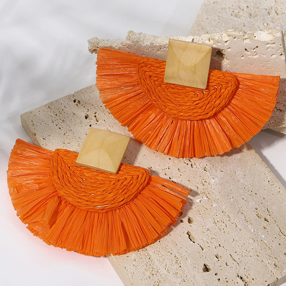 Raffia Drop Earrings - Statement Jewelry