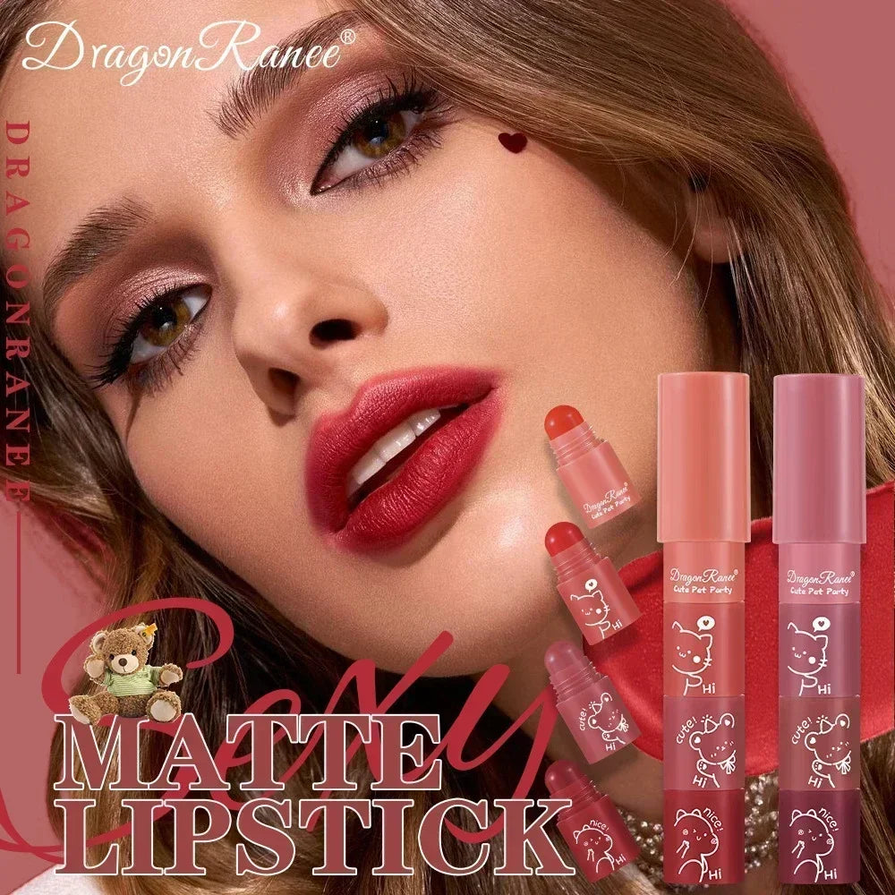 4-in-1 Matte Lipstick Crayon Kit - Waterproof Velvet Color