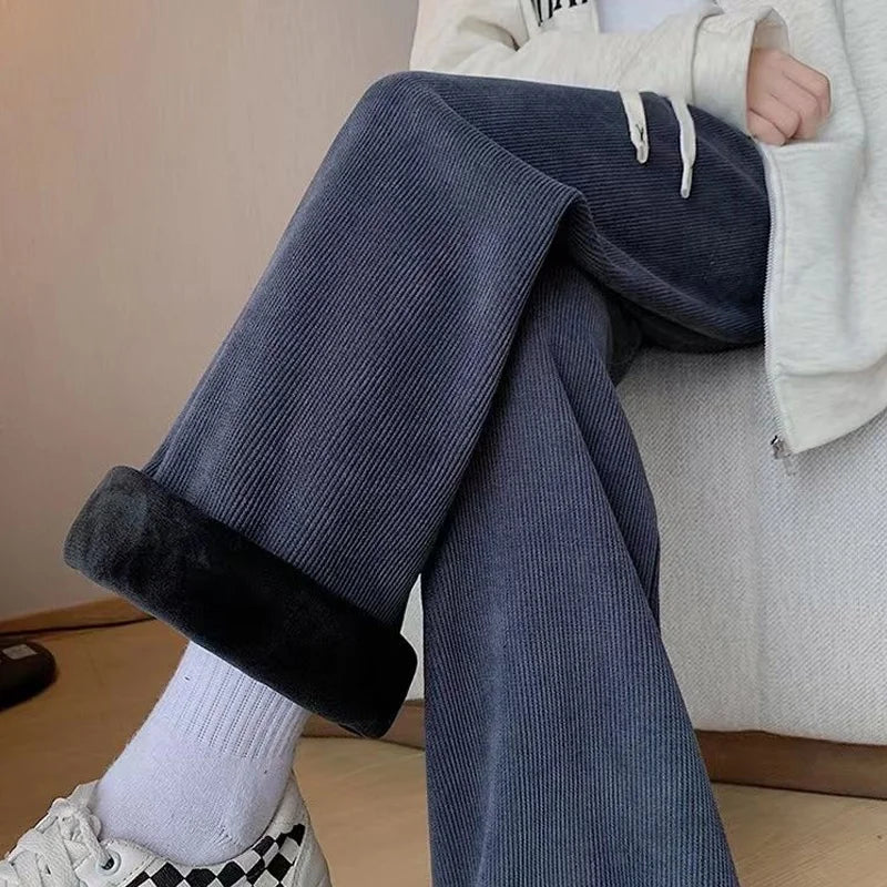 Fleece-Lined Corduroy Pants - Relaxed Vintage Straight Fit