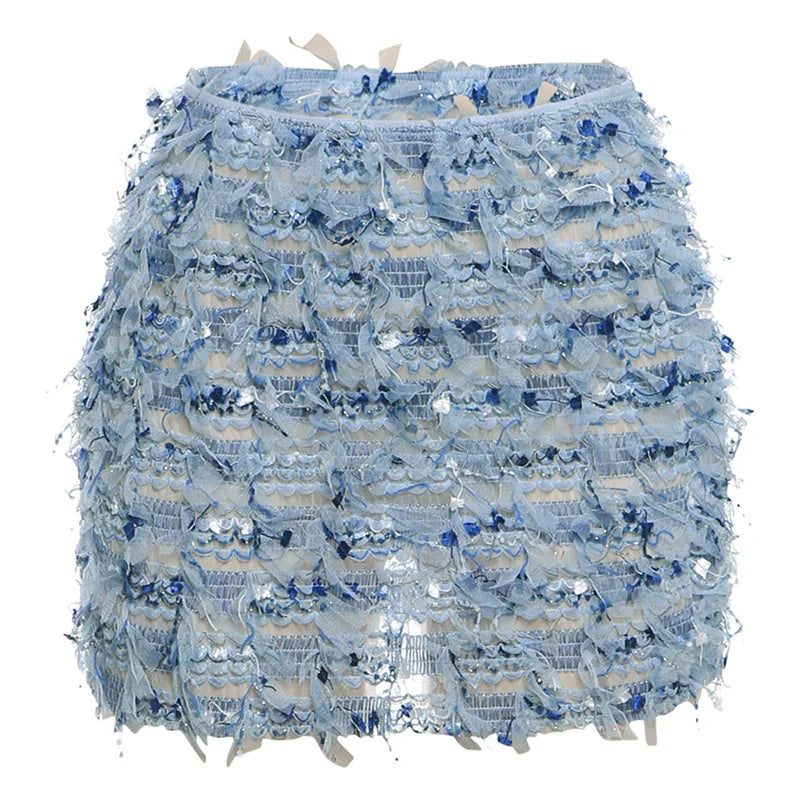 Knit Tassel Midi Skirt - Curve-Flattering Statement Style