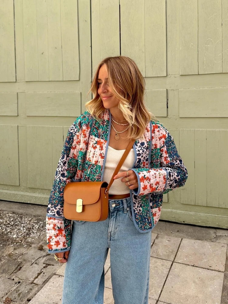 Vintage Patchwork Short Coat - Relaxed Autumn Layer