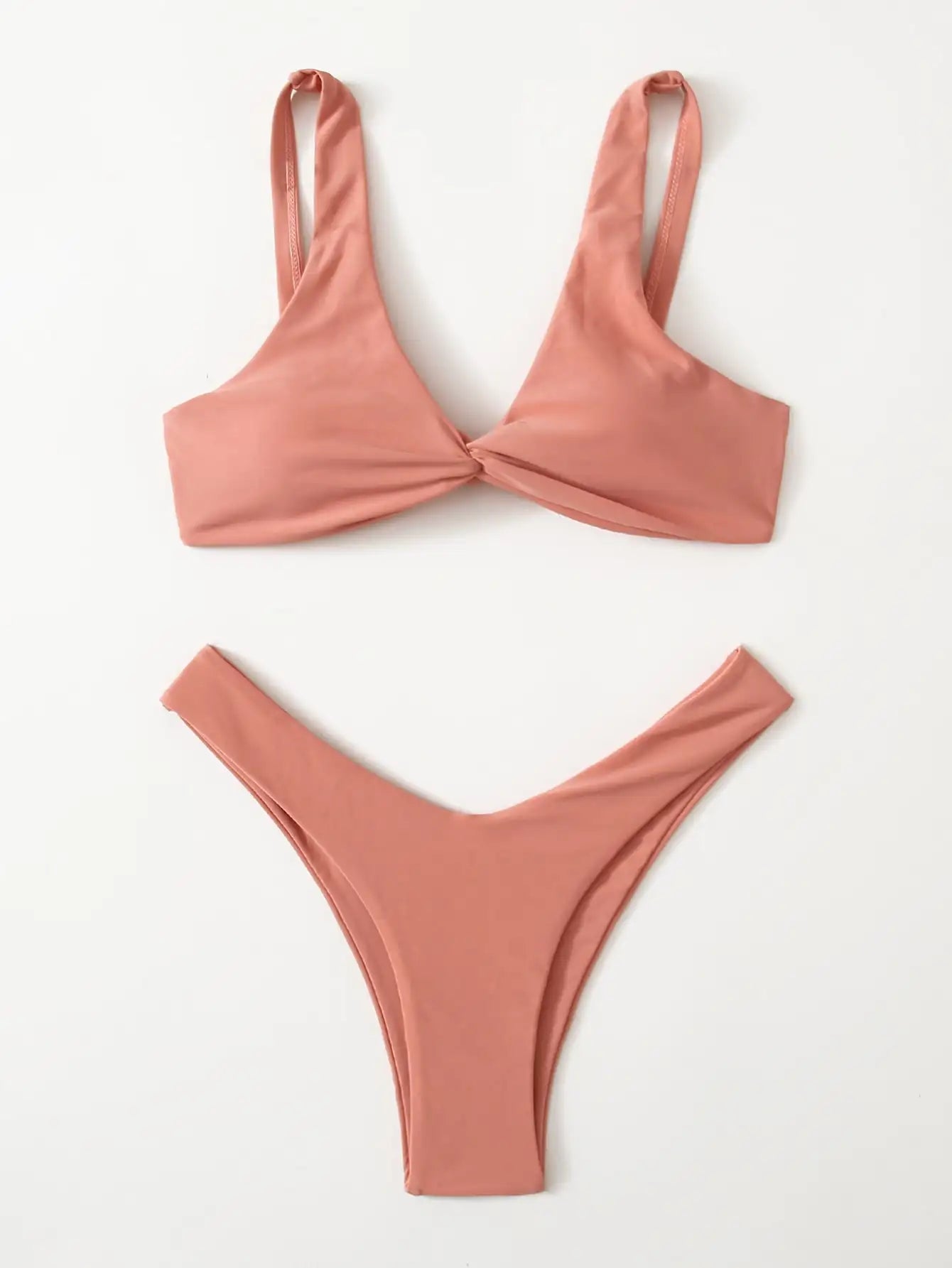 Tie-Detail Push-Up Bikini Set - High Leg Brazilian Swimwear