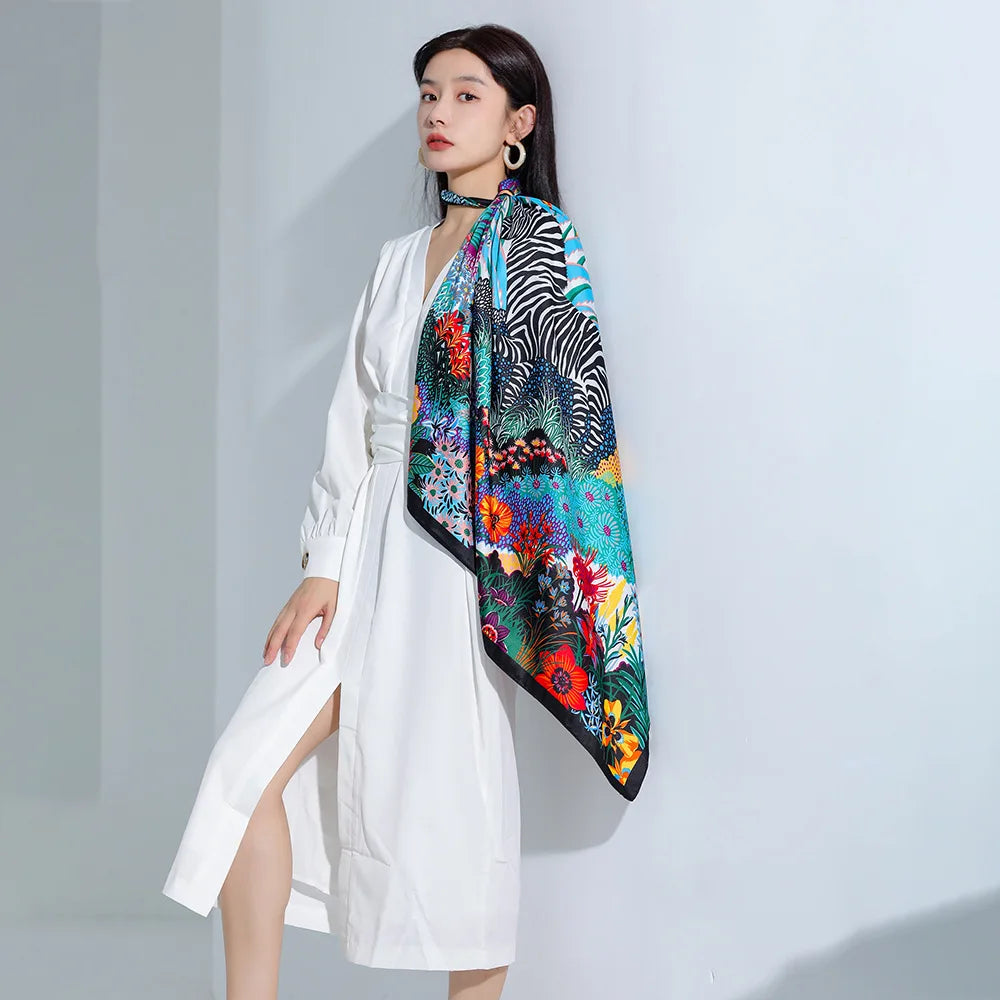 Premium Silk-Feel Square Scarf - Elegant Office Neck Wrap