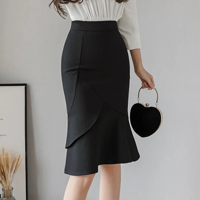Premium Black Bodycon Long Skirt - High Waist Elegant Style