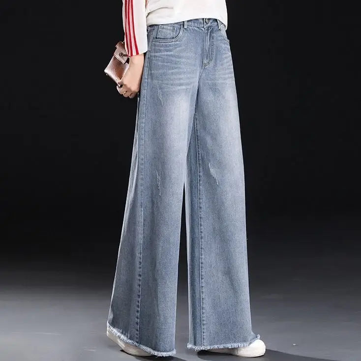 High-Waist Baggy Jeans - Denim Streetwear