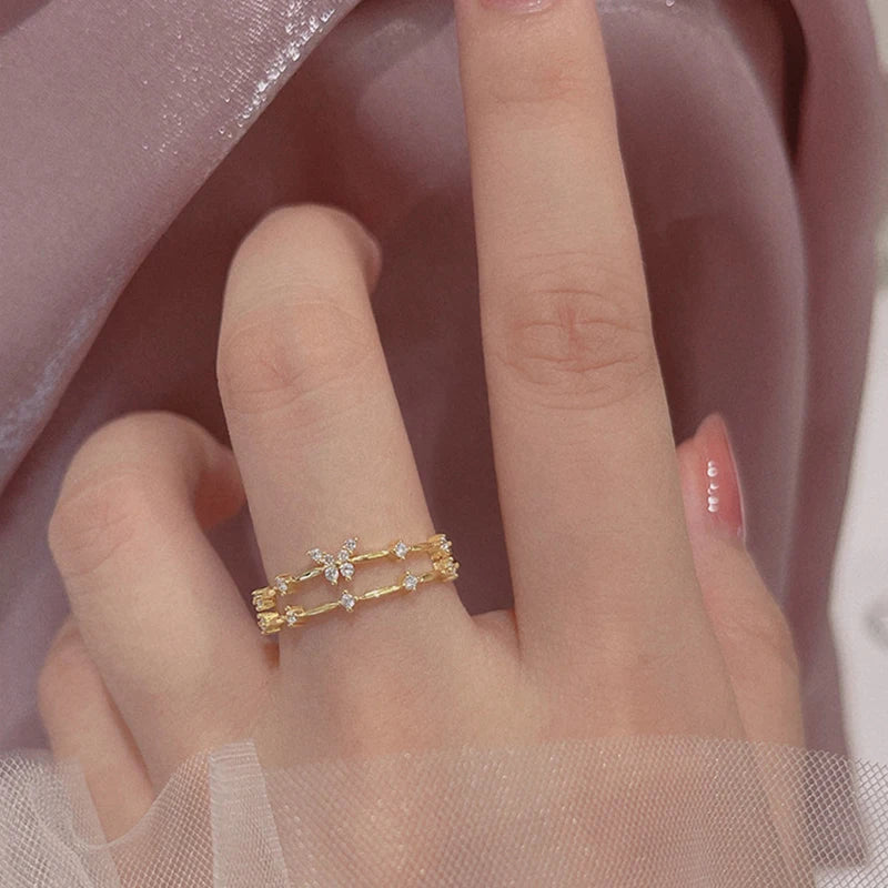 Premium Butterfly Ring - Silver-Tone Zircon Jewelry