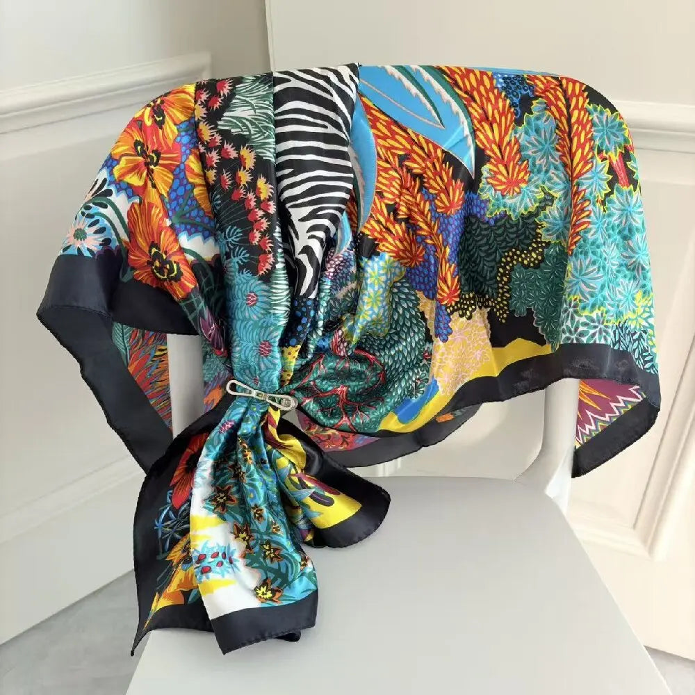 Premium Silk-Feel Square Scarf - Elegant Office Neck Wrap