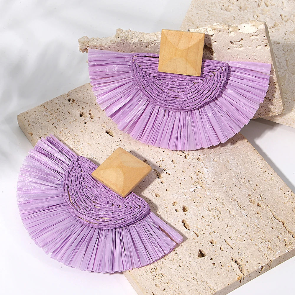 Raffia Drop Earrings - Statement Jewelry
