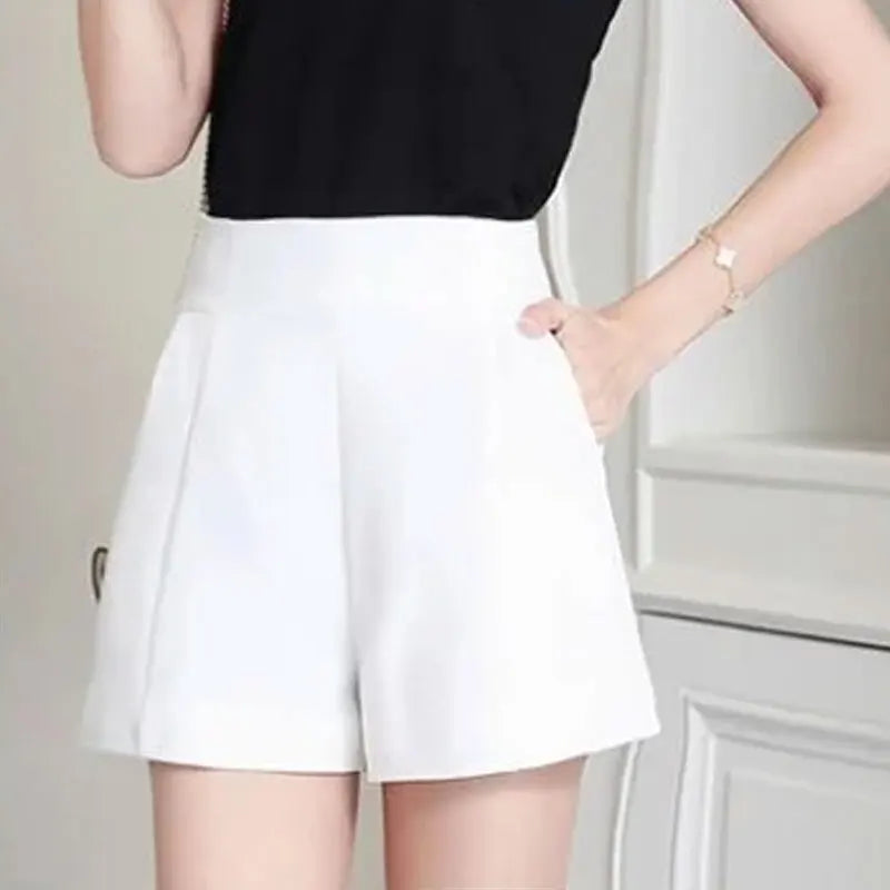 Premium High Waist Chiffon Shorts - Wide Leg Tailored Style