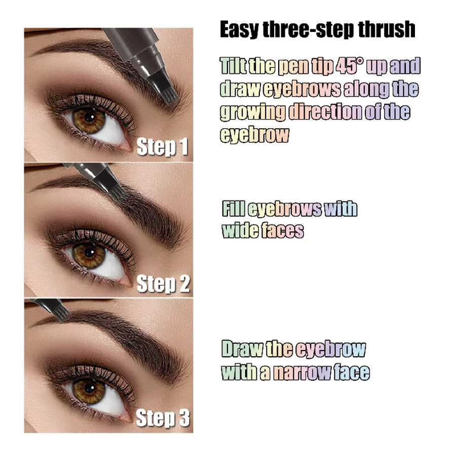 4-Tip Eyebrow Pen - Waterproof Natural Brow Definition