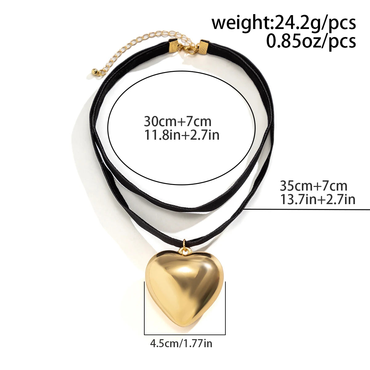 Oversized Heart Velvet Choker Necklace - Multilayer Gothic Statement