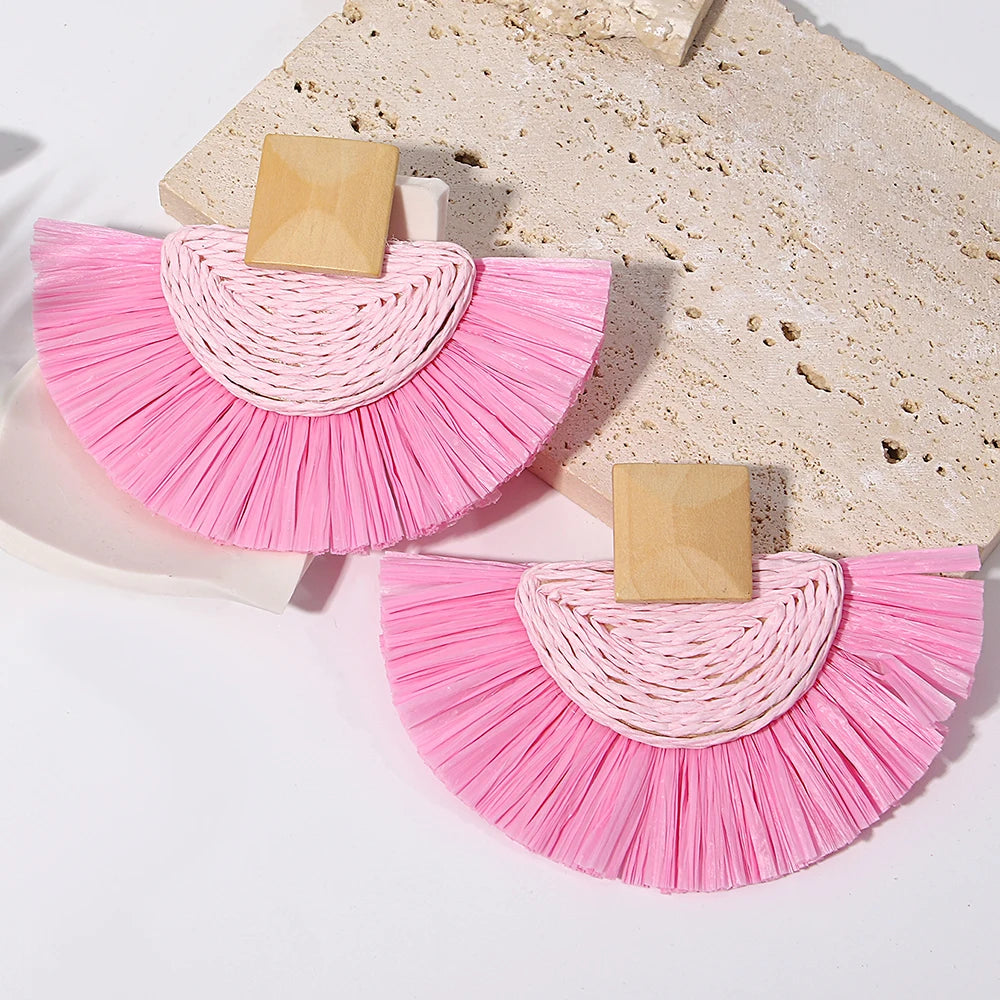 Raffia Drop Earrings - Statement Jewelry