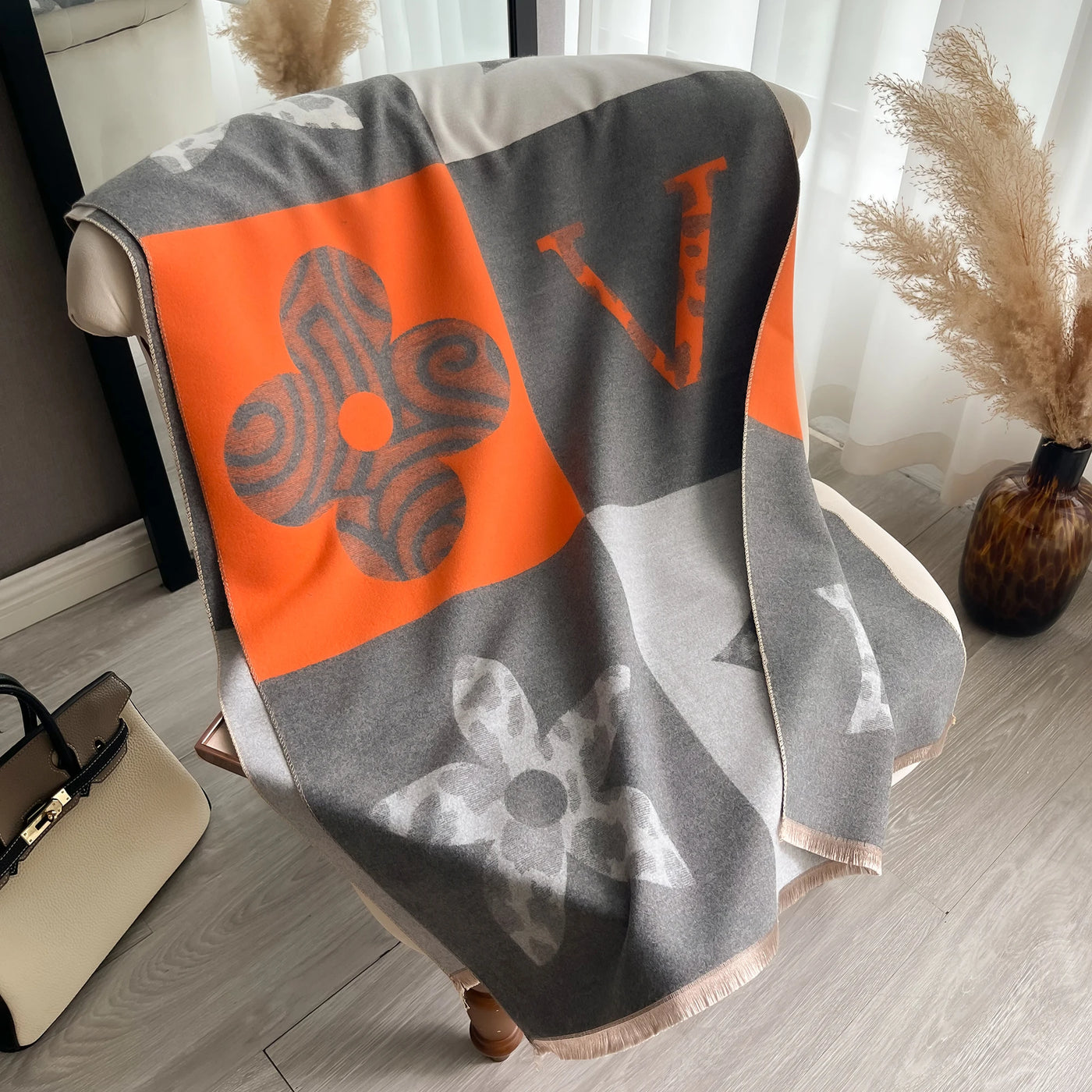 Luxury Jacquard Pashmina Shawl - Thick Warm Scarf Wrap