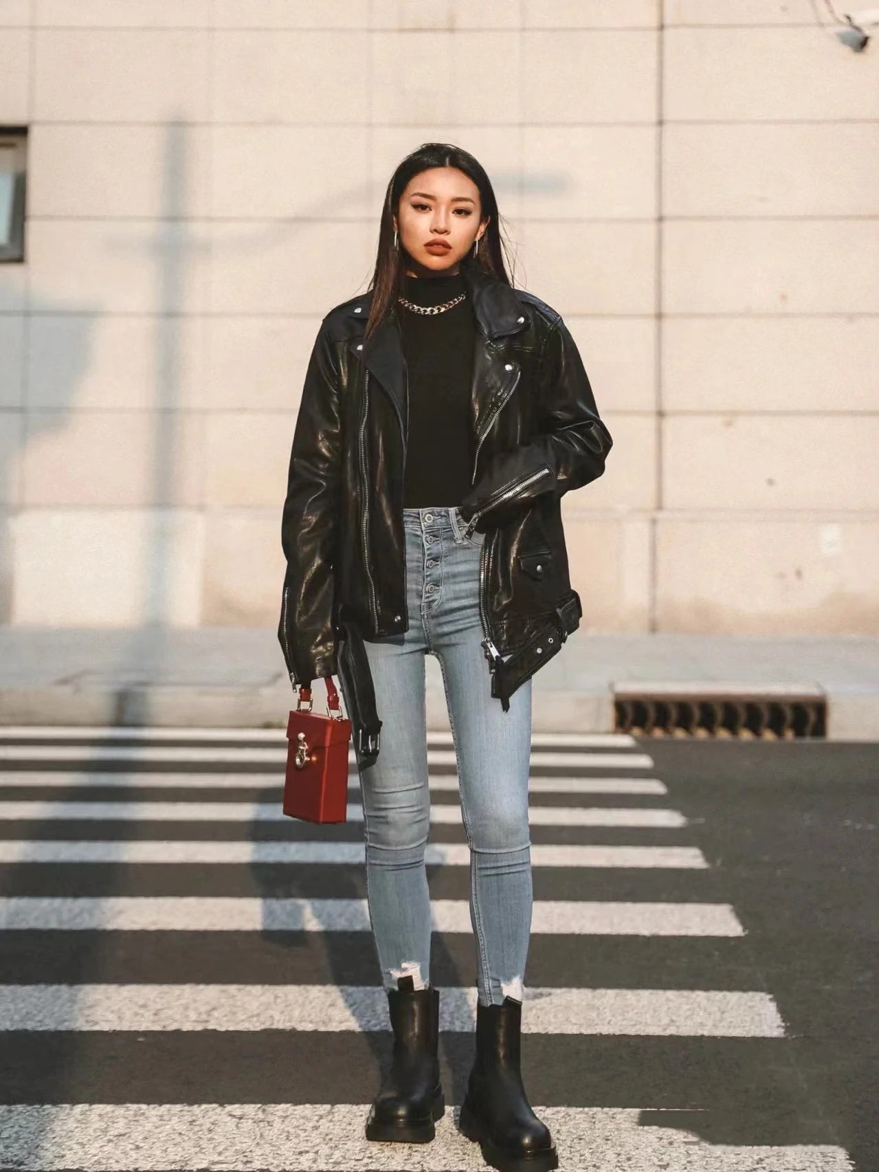Premium PU Moto Jacket - Black Streetwear Outerwear
