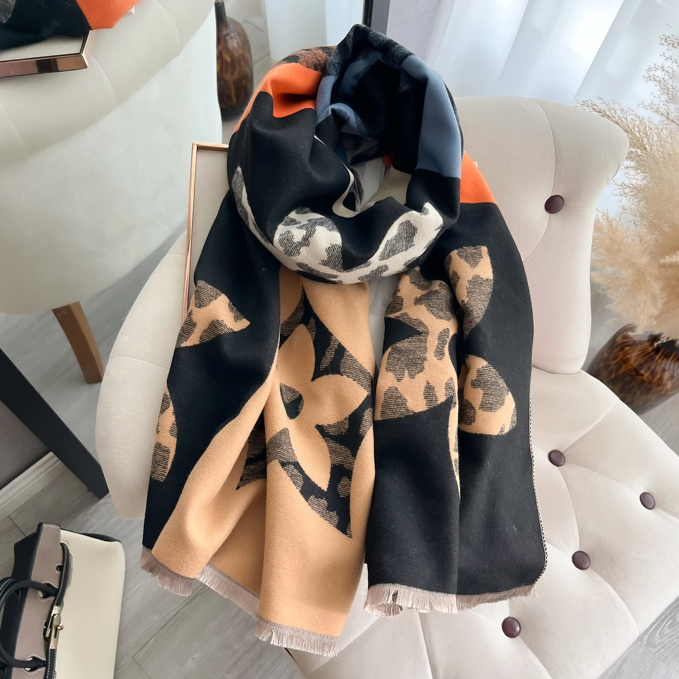 Luxury Jacquard Pashmina Shawl - Thick Warm Scarf Wrap