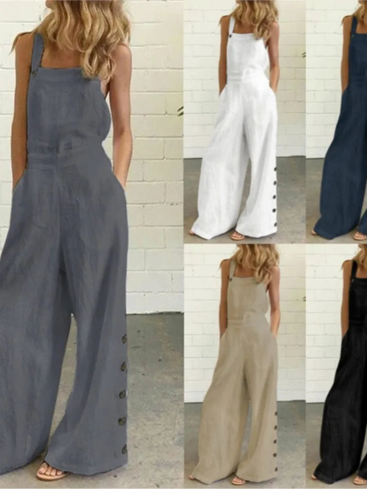 Sleeveless Wide-Leg Jumpsuit - Office & Occasion Wear