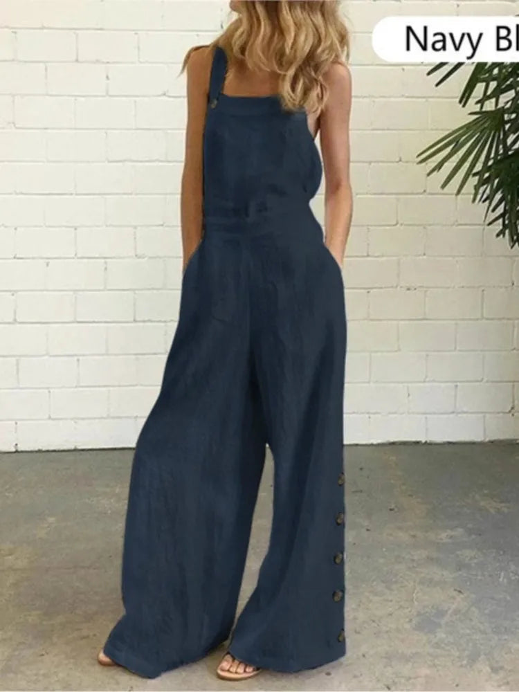 Sleeveless Wide-Leg Jumpsuit - Office & Occasion Wear