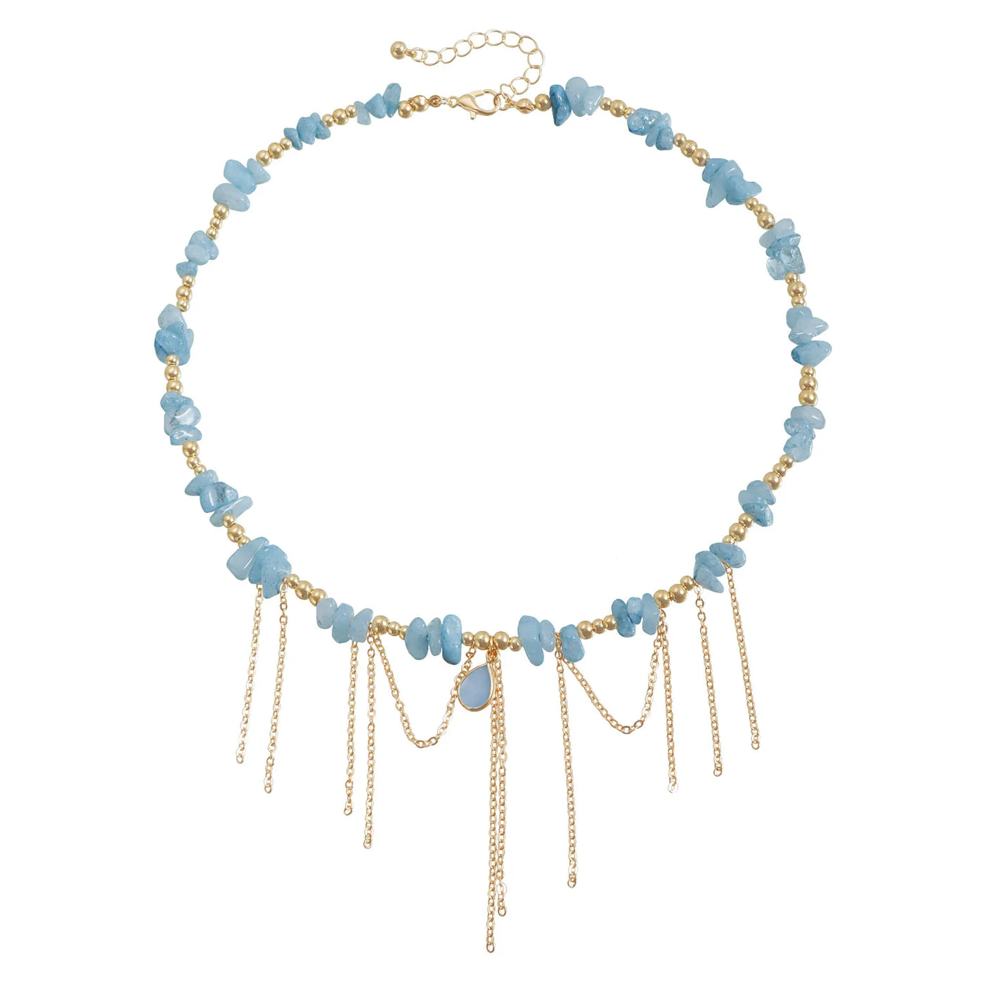 Natural Stone Water Drop Necklace - Elegant Collarbone Chain