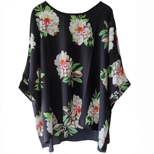 Plus Size Batwing Blouse - Casual Summer Button Shirt