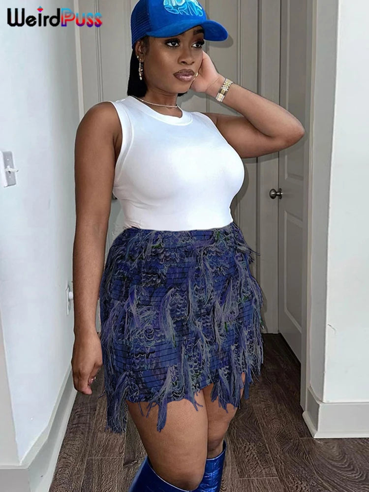 Knit Tassel Midi Skirt - Curve-Flattering Statement Style