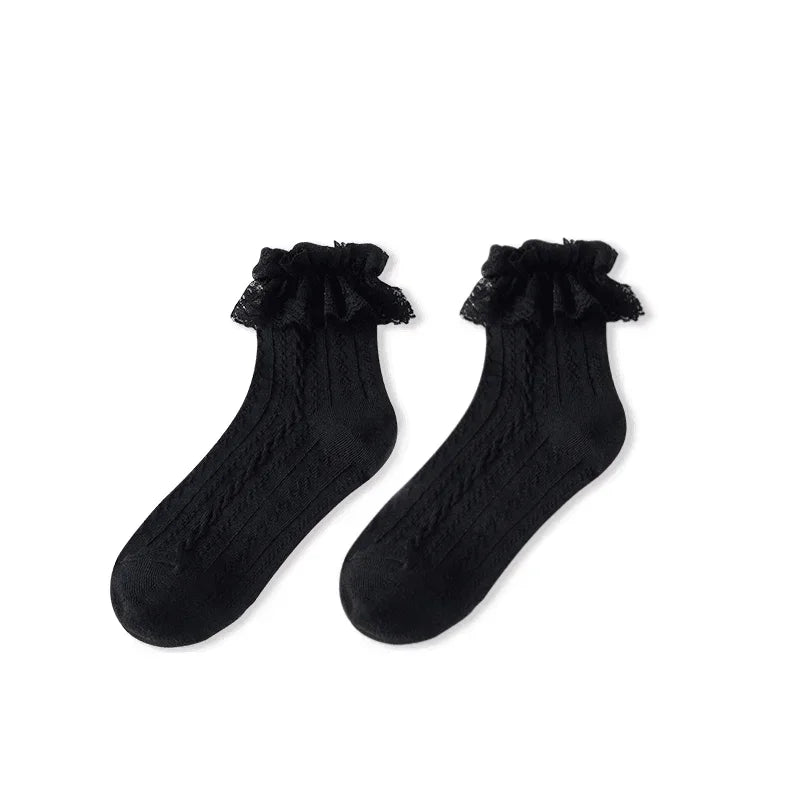 Lolita Lace Ruffle Socks - Sweet Japanese Style Pair