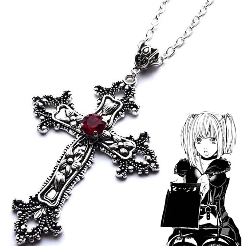 Y2K Crystal Cross Pendant Necklace - Gothic Choker Chain