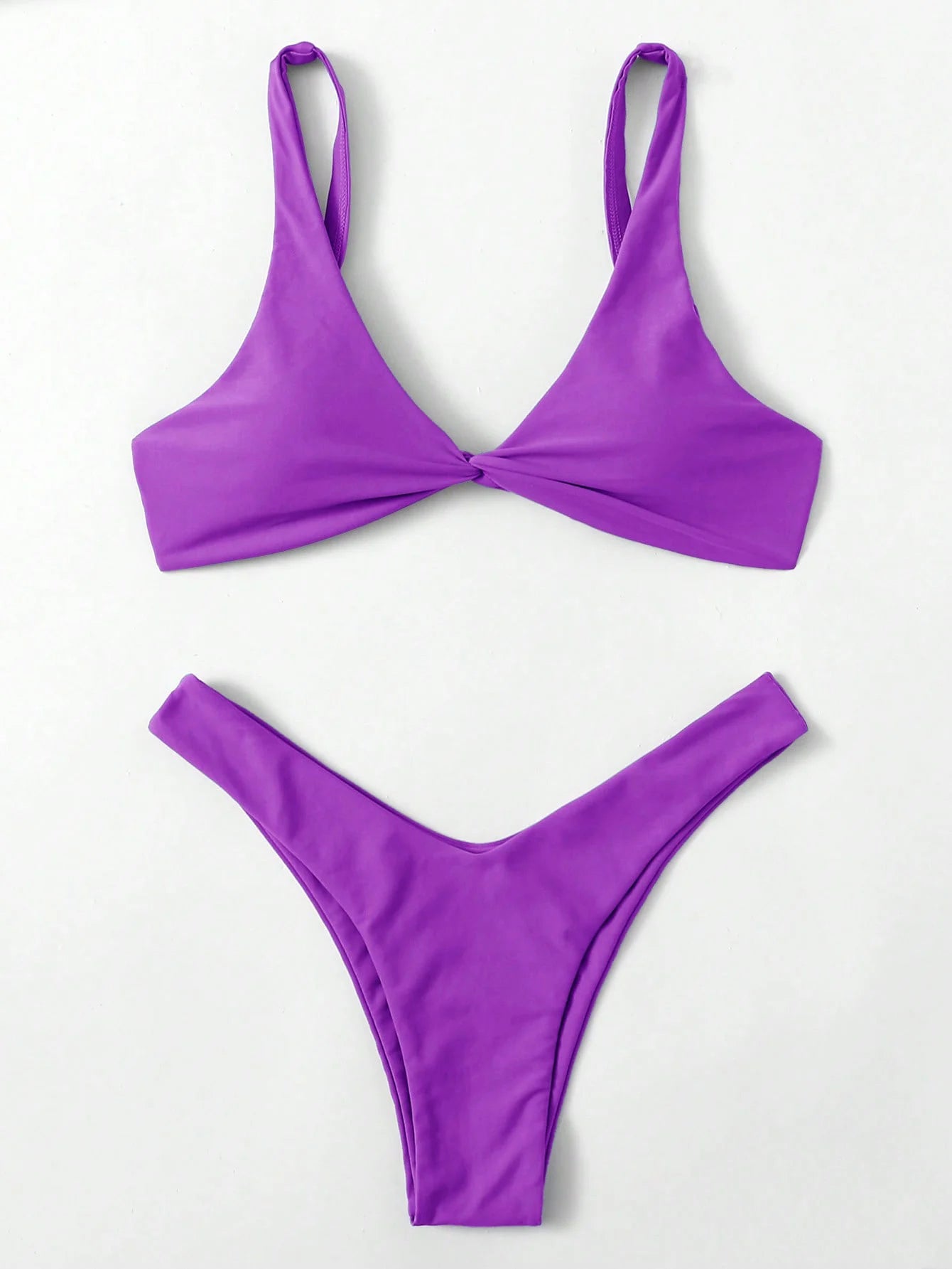 Tie-Detail Push-Up Bikini Set - High Leg Brazilian Swimwear