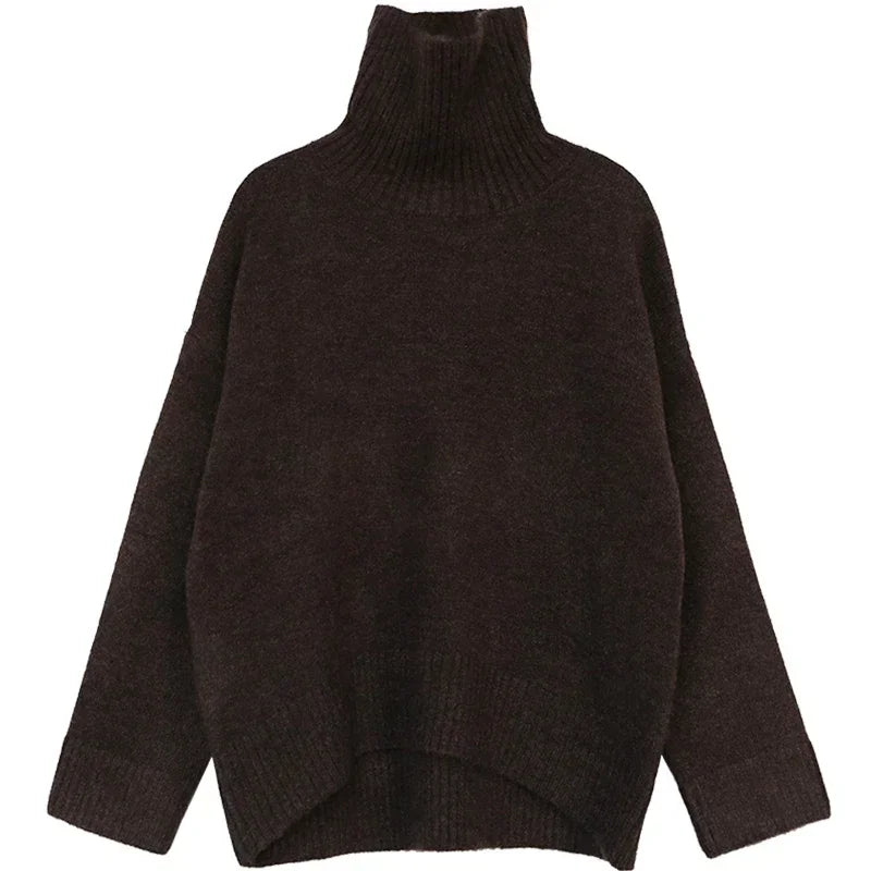 Premium Turtleneck Knit Sweater - Soft Loose-Fit Pullover